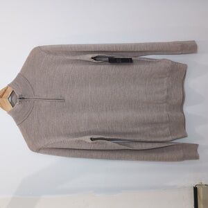 CHRISTIAN LACROIX | Men's Tan Extra Fine Merino Wool Mock Neck 1/4 Zip Sweater